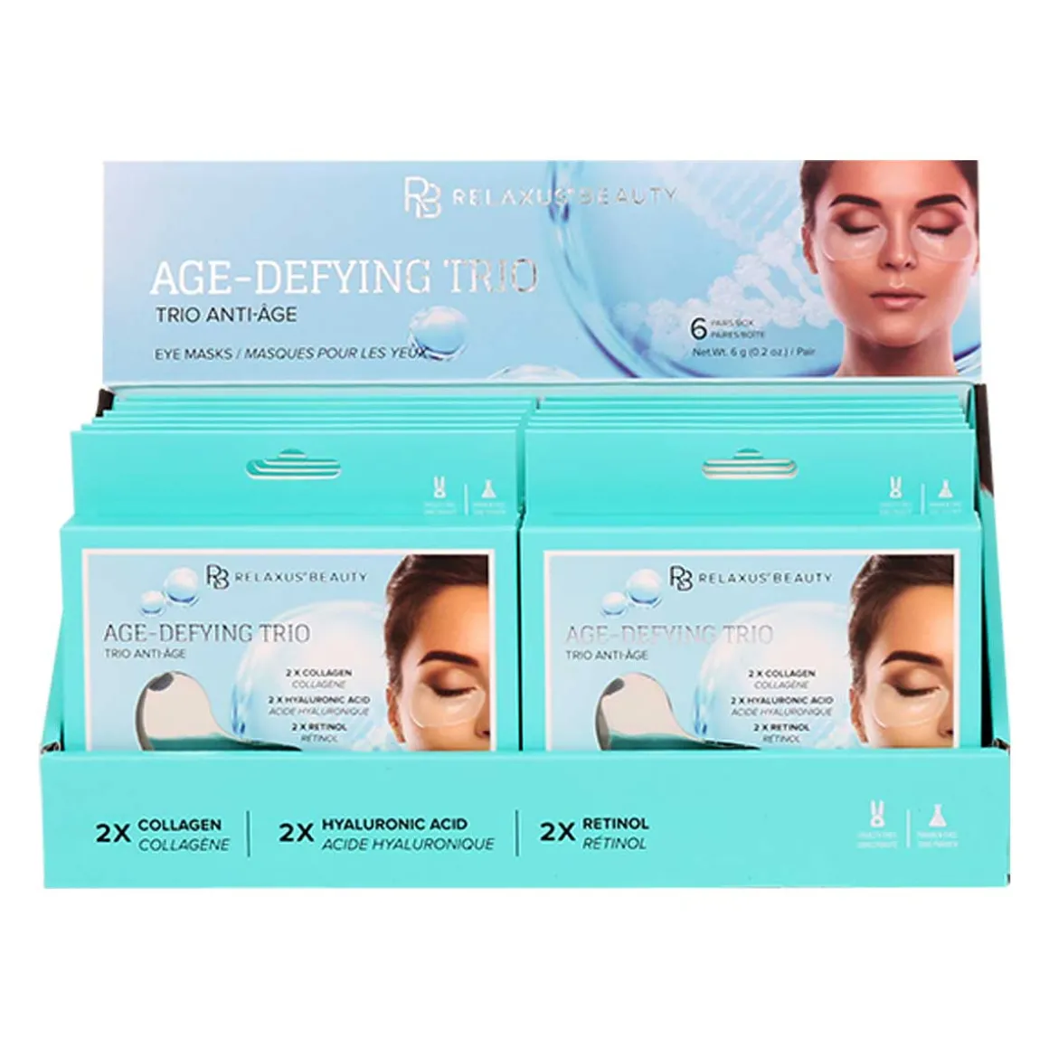 Age-Defying Trio Hydrogel Eye Masks (6-Pack) - Displayer of 12