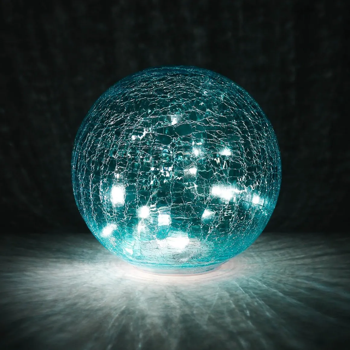 Blue Faerie LED Crackle Glass Globe