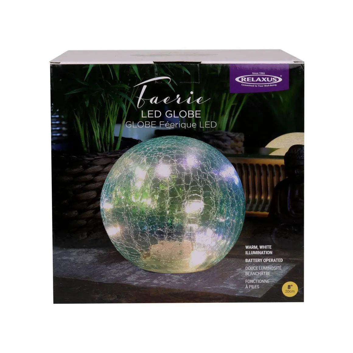 Blue Faerie LED Crackle Glass Globe