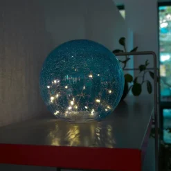 Blue Faerie LED Crackle Glass Globe