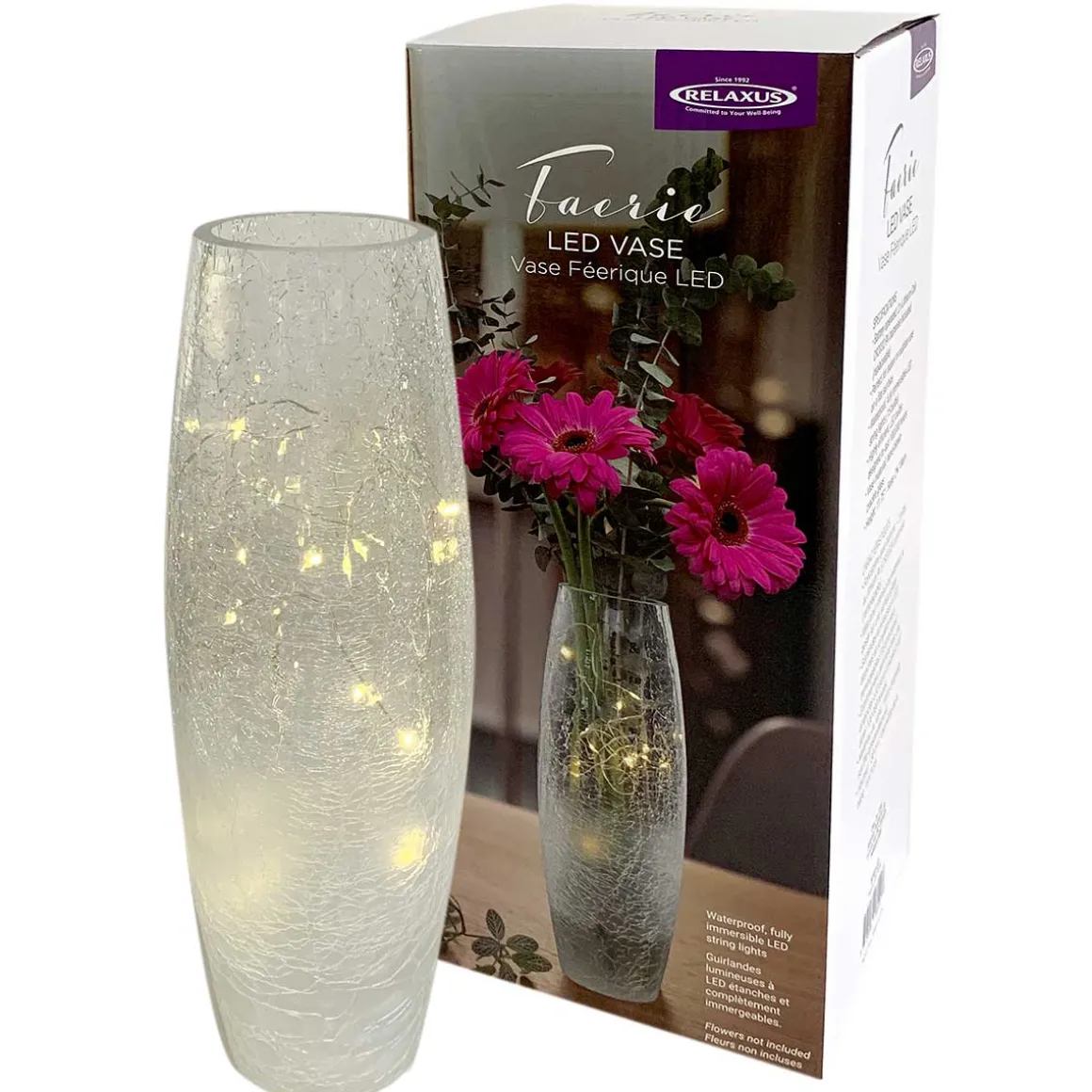 Faerie LED Crackle Glass Vase
