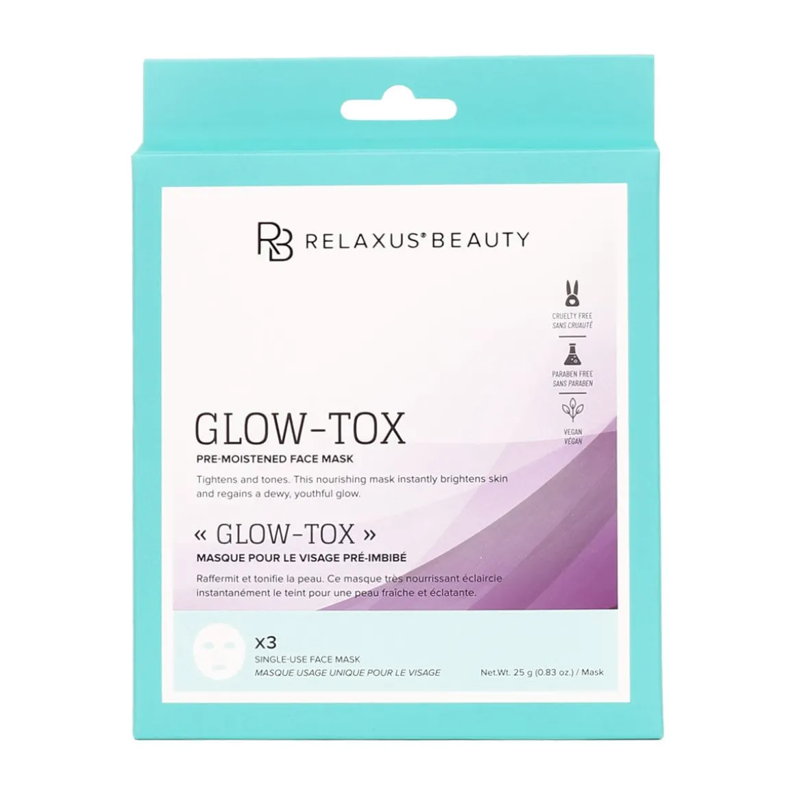 Glow Tox Face Masks (3-Pack) - Displayer of 12