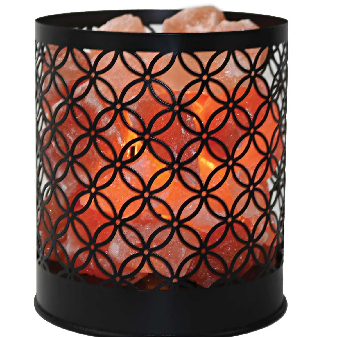 Himalayan Salt Lamp With Wrought Iron Design