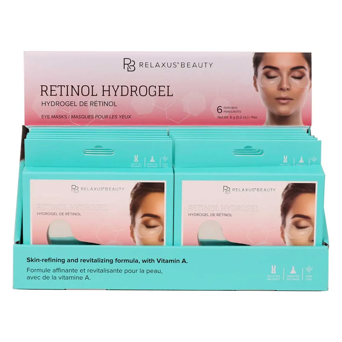 Retinol Hydrogel Eye Masks (6-Pack) - Displayer of 12