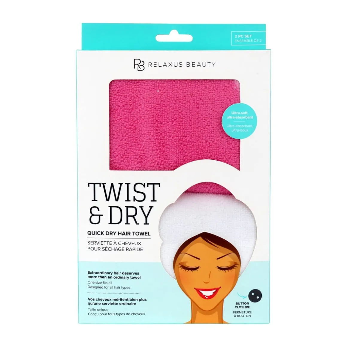 Twist & Dry Quick Dry Hair Towel 2-Pack