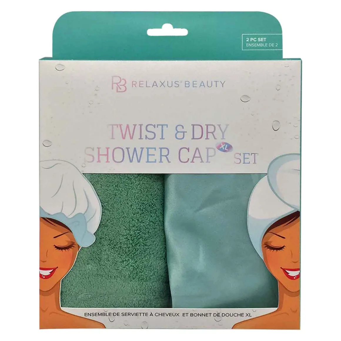 Twist N' Dry Towel and XL Shower Cap Set